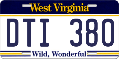 WV license plate DTI380
