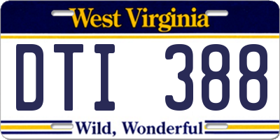 WV license plate DTI388