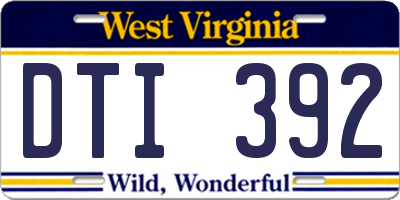 WV license plate DTI392