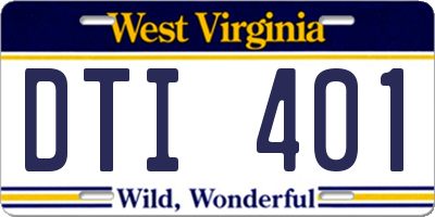 WV license plate DTI401