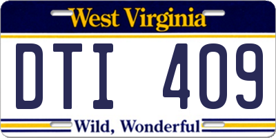 WV license plate DTI409