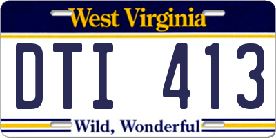 WV license plate DTI413