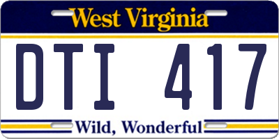 WV license plate DTI417