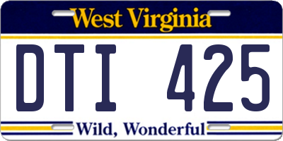 WV license plate DTI425