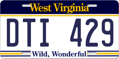 WV license plate DTI429