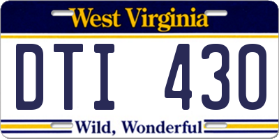 WV license plate DTI430