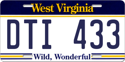 WV license plate DTI433