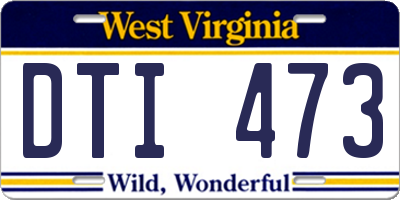 WV license plate DTI473