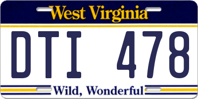 WV license plate DTI478