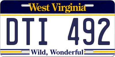 WV license plate DTI492