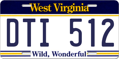 WV license plate DTI512