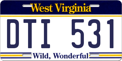 WV license plate DTI531