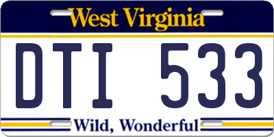 WV license plate DTI533