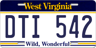 WV license plate DTI542