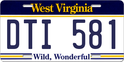WV license plate DTI581