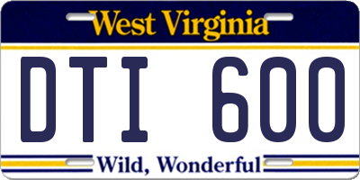 WV license plate DTI600