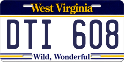 WV license plate DTI608