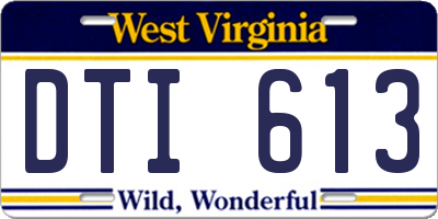 WV license plate DTI613