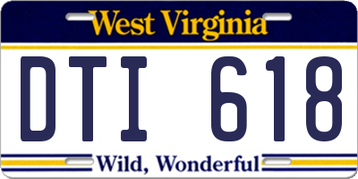 WV license plate DTI618