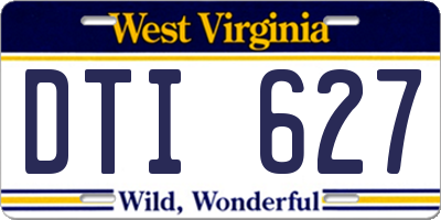 WV license plate DTI627