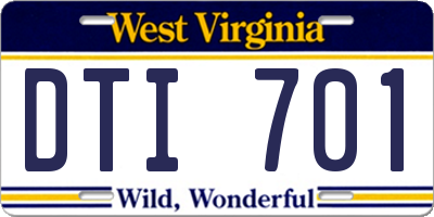WV license plate DTI701