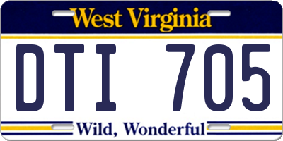 WV license plate DTI705