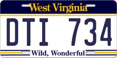 WV license plate DTI734