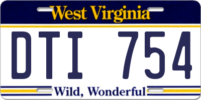 WV license plate DTI754