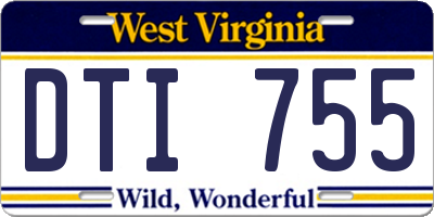 WV license plate DTI755
