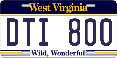WV license plate DTI800