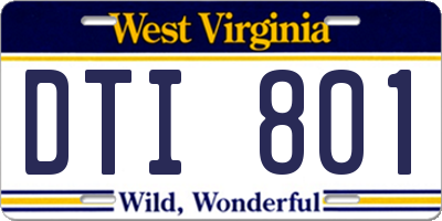 WV license plate DTI801