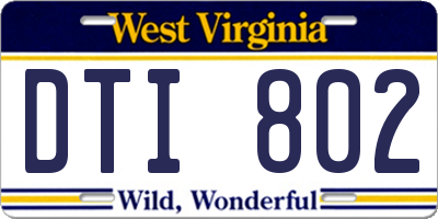 WV license plate DTI802