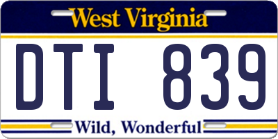 WV license plate DTI839