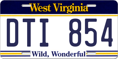 WV license plate DTI854