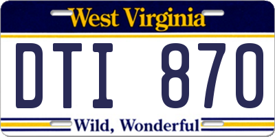 WV license plate DTI870