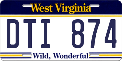 WV license plate DTI874