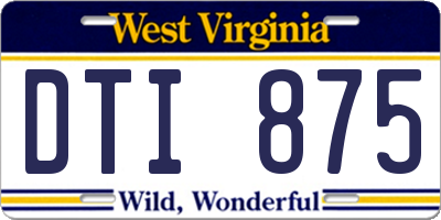WV license plate DTI875
