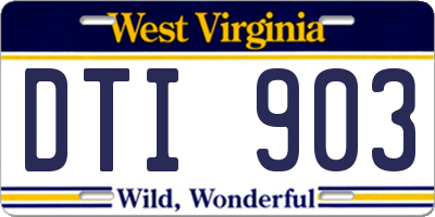 WV license plate DTI903