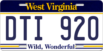 WV license plate DTI920