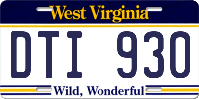 WV license plate DTI930