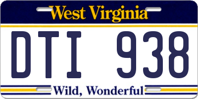 WV license plate DTI938
