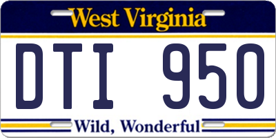 WV license plate DTI950