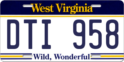 WV license plate DTI958