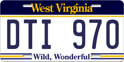 WV license plate DTI970