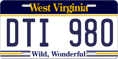 WV license plate DTI980