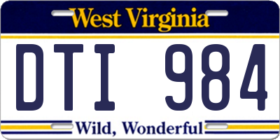 WV license plate DTI984