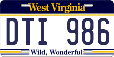 WV license plate DTI986