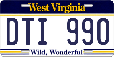 WV license plate DTI990
