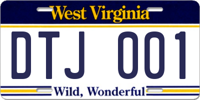 WV license plate DTJ001