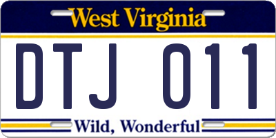 WV license plate DTJ011